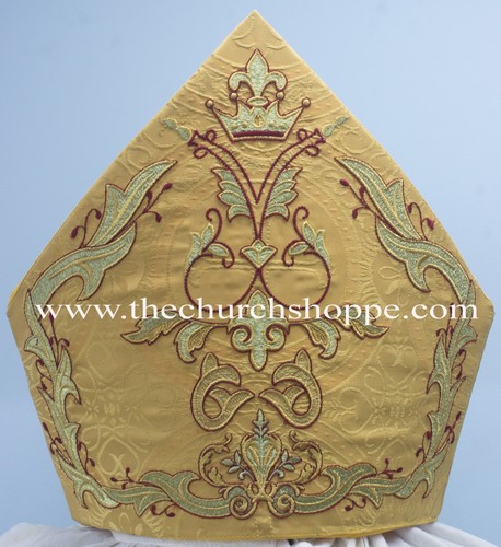 Mitre jaune brodée mitra - mitre,