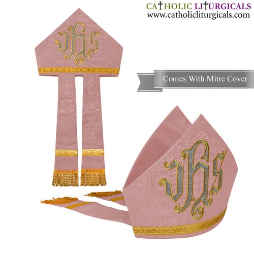 Mitre rose neuve avec broderie